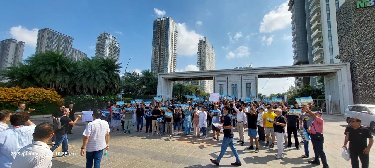 Staged a peaceful and disciplined protest march against the arbitrary and unlawful actions of builder M3M and its associates, M-Worth and Abante.